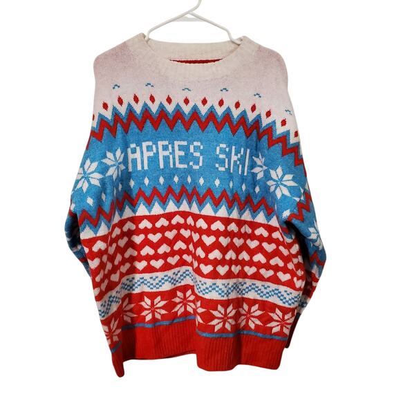 ASOS Design Aspres Ski Holiday Christmas Winter Sweater Size 12 Snowflakes Heart - Picture 2 of 5